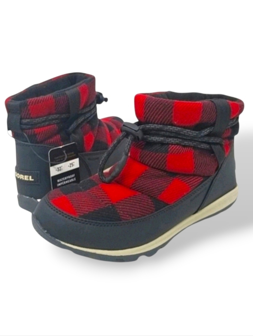 Sorel Whitney Short Dahlia Red Plaid Boot Size 7